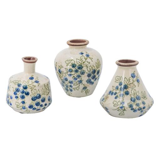BLUEBERRY CERAMIC VASE SET/3