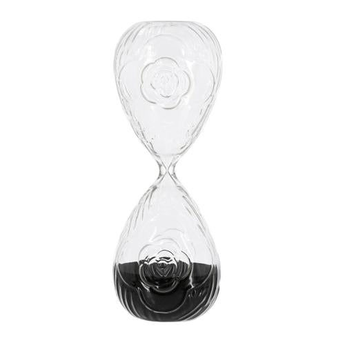 ROSE EMBOSSED HOUR GLASS WITH BLACK SAND - LARGE