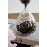 ROSE EMBOSSED HOUR GLASS WITH BLACK SAND - SMALL
