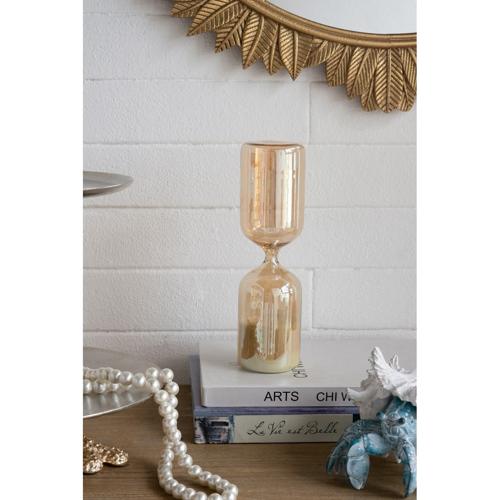AMBER SHIMMER HOURGLASS WITH WHITE SAND - LARGE