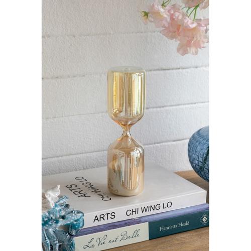 AMBER SHIMMER HOURGLASS WITH WHITE SAND - LARGE