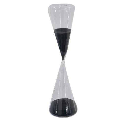 TRIANGULAR HOUR GLASS WITH BLACK SAND