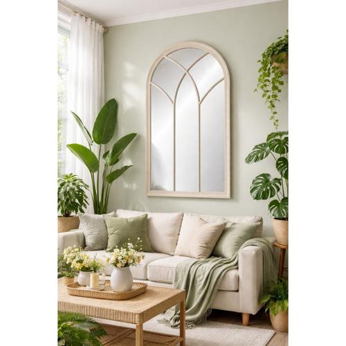 VINTAGE CREAM CHURCH WINDOW MIRROR - 800x1400x40