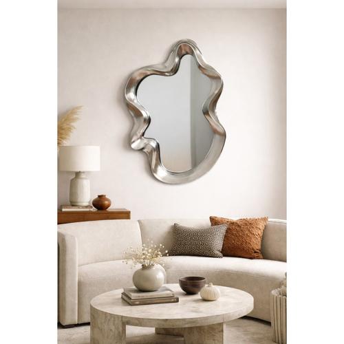 VINTAGE SILVER ABSTRACT MIRROR - 1040x650x70