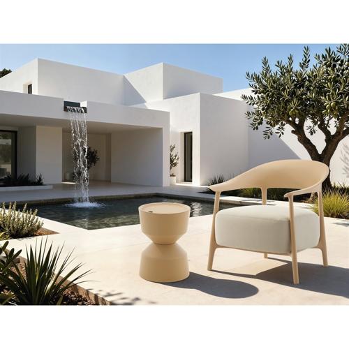 DRIFT OUTDOOR PP CHAIR W/ TAN OUTDOOR FABRIC - SAND FRAME
