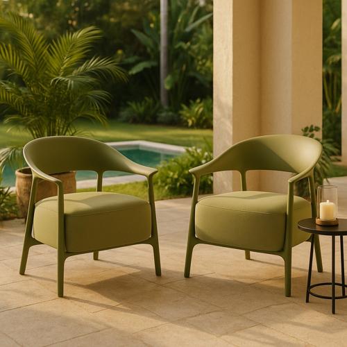 DRIFT OUTDOOR PP CHAIR W/ GREEN OUTDOOR FABRIC - SAGE FRAME