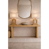 BAMBOO & LINEN TABLE LAMP - NATURAL - 350x200x580