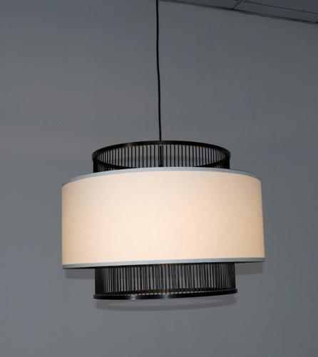 BAMBOO & LINEN PENDANT - NATURAL/BLACK