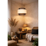 BAMBOO & LINEN PENDANT - NATURAL/BLACK