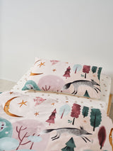 Folk Woodland Duvet Cover Set by Linen House Kids - Single (Blush)