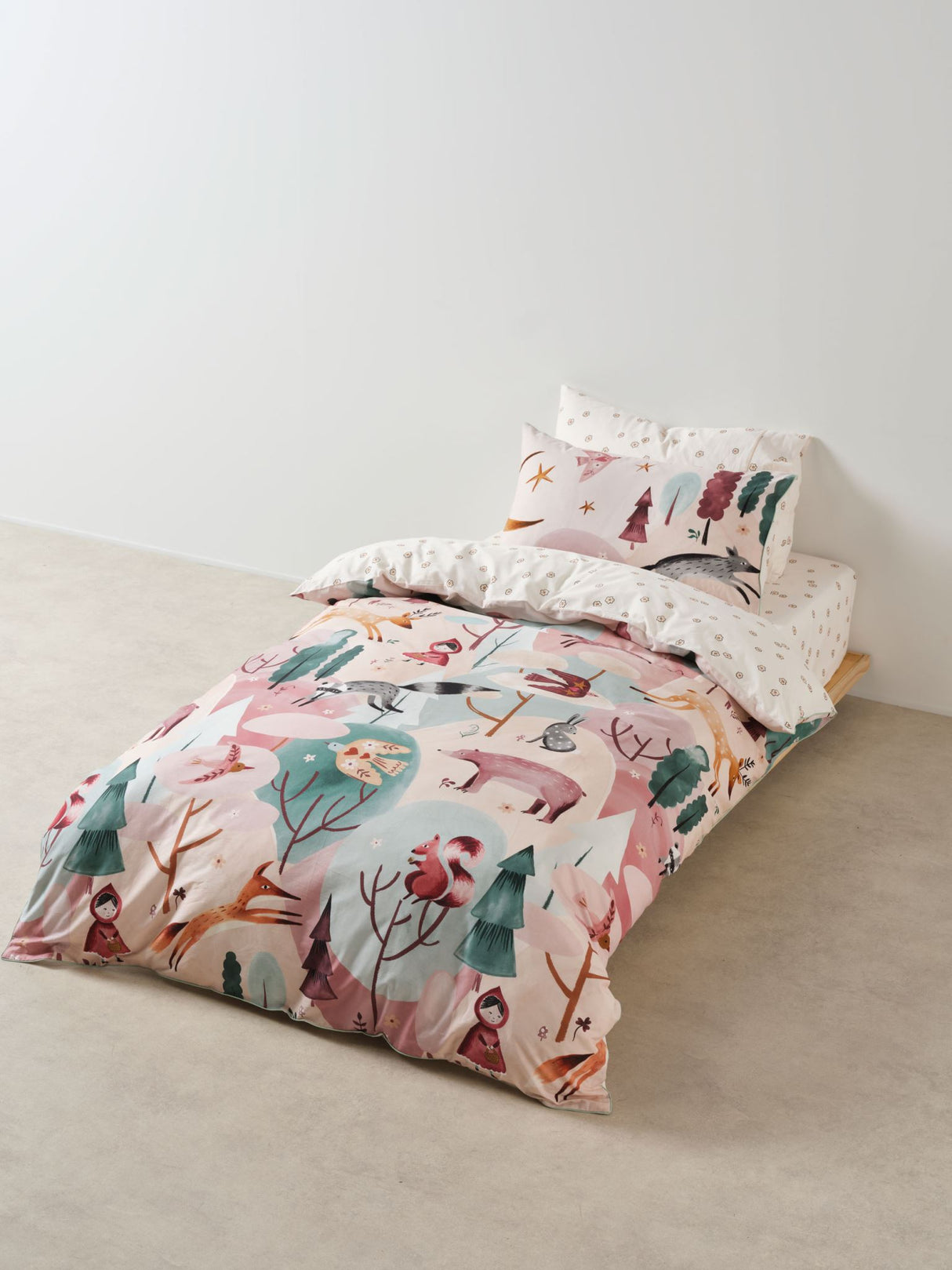 Folk Woodland Duvet Cover Set by Linen House Kids - Double (Blush)
