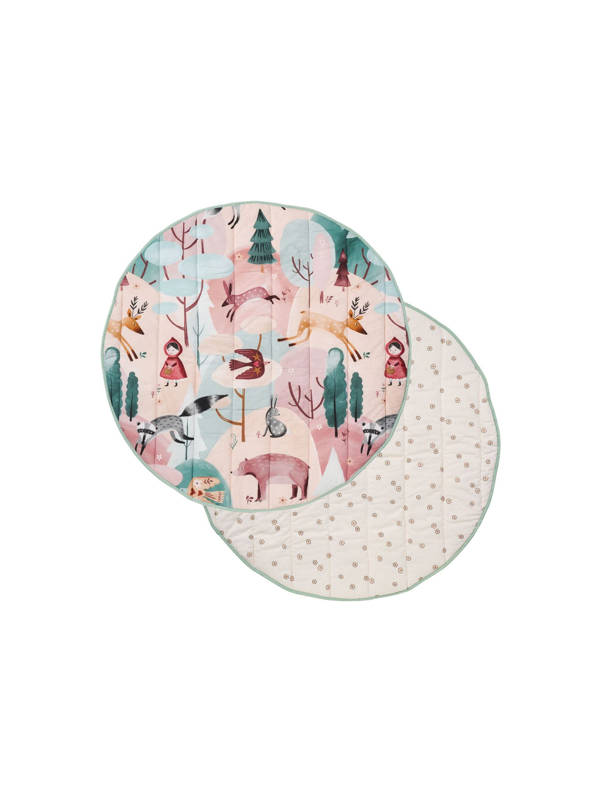 Folk Woodland 120cm Round Playmat by Linen House Kids -  (Blush)