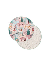 Folk Woodland 120cm Round Playmat by Linen House Kids -  (Blush)