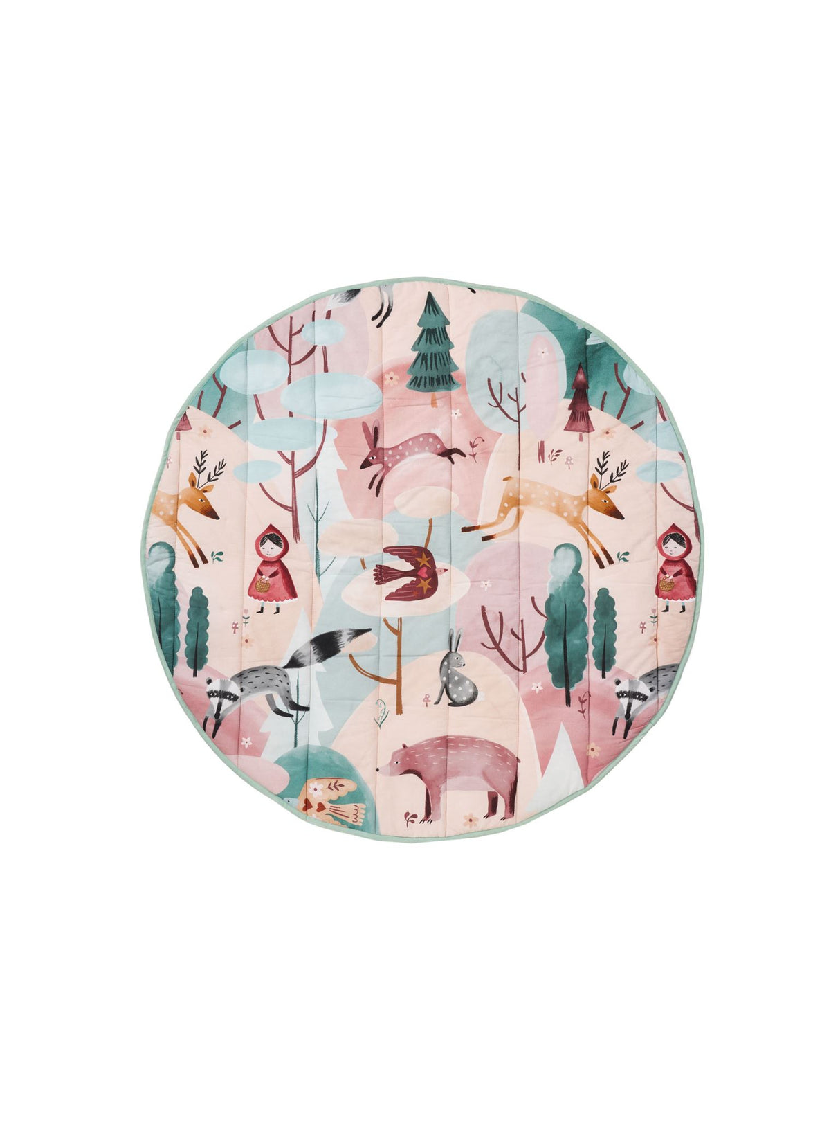 Folk Woodland 120cm Round Playmat by Linen House Kids -  (Blush)