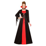 Elegant women's vampire costume in size 20-22 featuring a regal collar, choker, and a flattering fit for curvy figures.