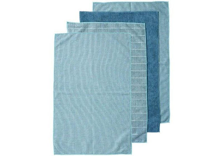 Set of 6 Benson Teal microfibre kitchen towels, ultra absorbent and quick drying, ideal for modern kitchens.