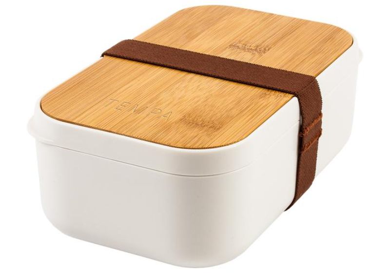 Tempa Bento White Lunch Box Set 2 with cutlery, airtight design, and movable divider for stylish, organized meals on the go.