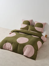 Pluto Duvet Cover Set by Linen House - Queen (Olive)