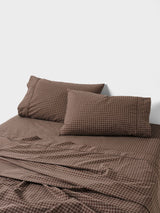 Volley Check Sheet Set Set by Linen House - California King (Chocolate)
