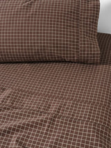 Volley Check Sheet Set Set by Linen House - Super King (Chocolate)