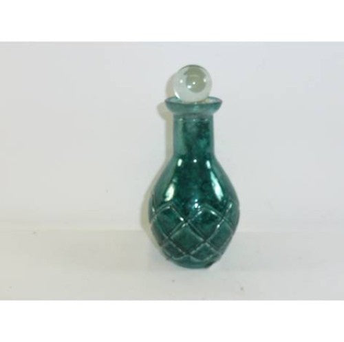 Perfume Bottle - Teal Cut Glass Perfume Bottle