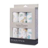 Little Linen Muslin 3pk - Safari Bear - Little Linen