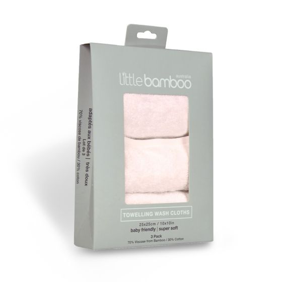 Little Bamboo Towelling Washer 3pk - Dusty Pink - Little Bamboo