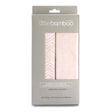 Little Bamboo Jersey Fitted Sheet Bassinet 2Pk Herringbone Dusty Pink