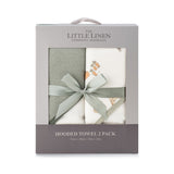 Little Linen Hooded Towel 2pk - Farmyard Lamb
