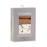Little Bamboo Muslin Washers 6pk - Iced Coffee - Little Bamboo