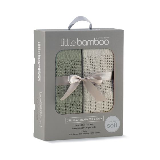 Little Bamboo Cellular Blanket 2pk - Bayleaf - Little Bamboo