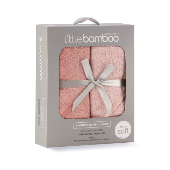 Little Bamboo Hooded Towel 2pk - Dusty Rose - Little Bamboo