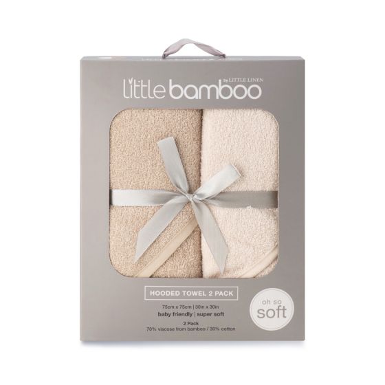 Little Bamboo Hooded Towel 2pk - Iced Coffee - Little Bamboo