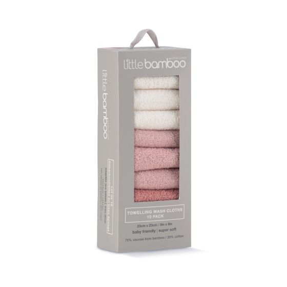 Little Bamboo Towelling Washer 10pk - Dusty Rose - Little Bamboo