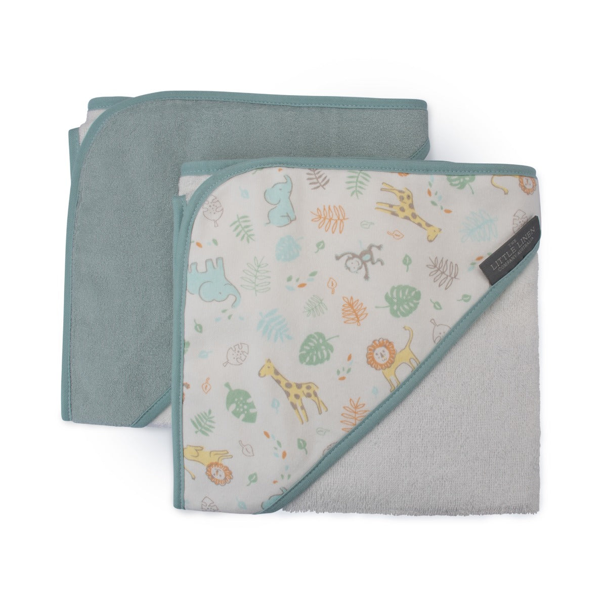 Little Linen Hooded Towel 2pk - Savanna Giraffe