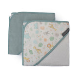 Little Linen Hooded Towel 2pk - Savanna Giraffe