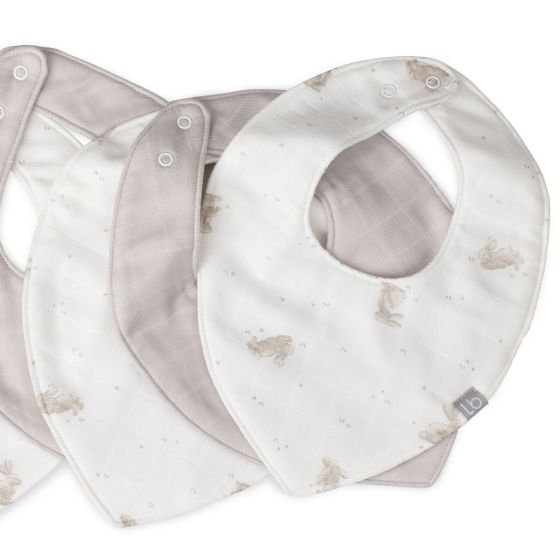 Little Bamboo Muslin Bib 5pk - Stone Grey - Little Bamboo