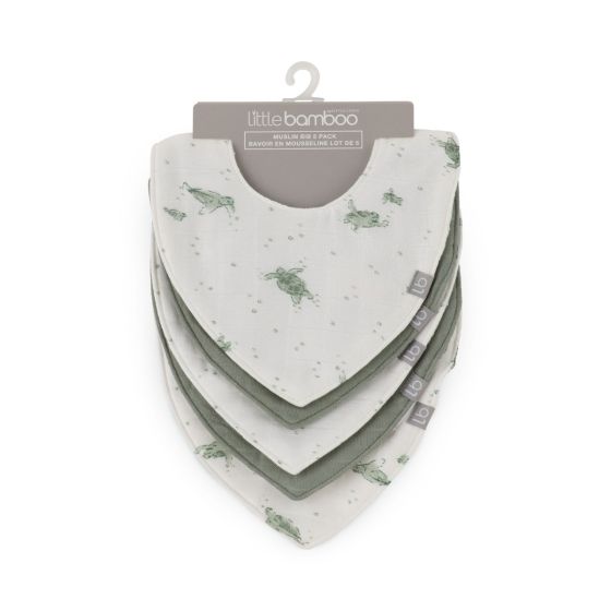 Little Bamboo Muslin Bib 5pk - Turtle Bay - Little Bamboo