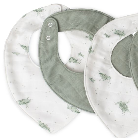 Little Bamboo Muslin Bib 5pk - Turtle Bay - Little Bamboo