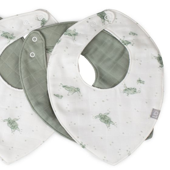 Little Bamboo Muslin Bib 5pk - Turtle Bay - Little Bamboo