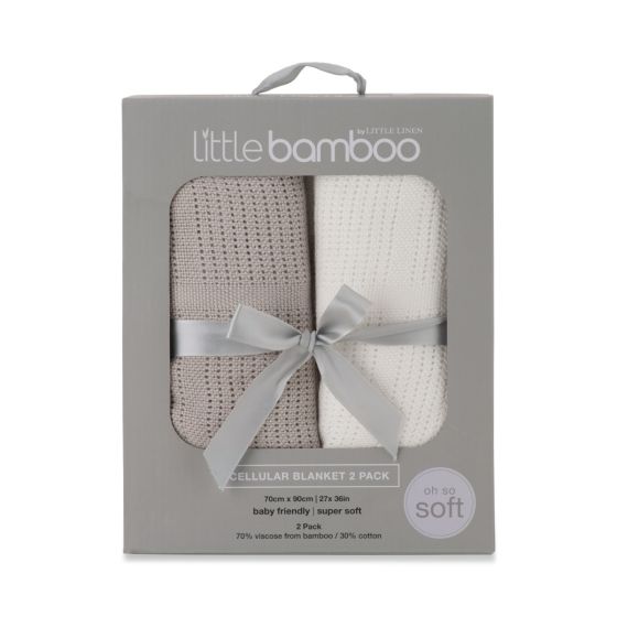 Little Bamboo Cellular Blanket 2pk - Stone Grey - Little Bamboo