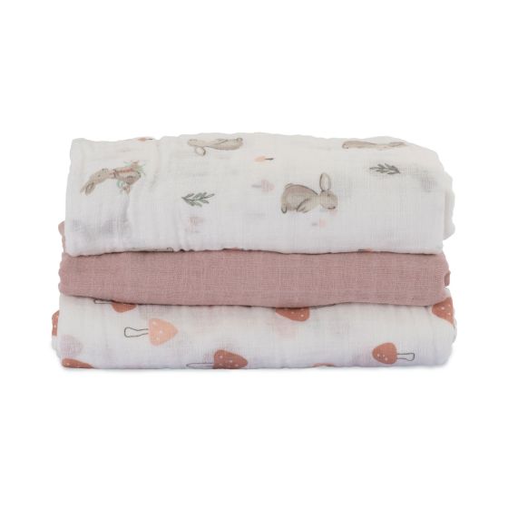 Little Linen Muslin Wraps 3pk - Harvest Bunny - Little Linen