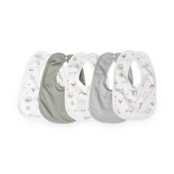 Little Linen Jersey Bib 5pk - Farmyard Lamb - Little Linen