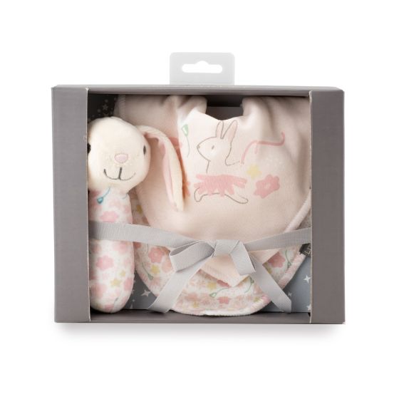 Rattle & Bib Set - Ballerina Bunny - Little Linen