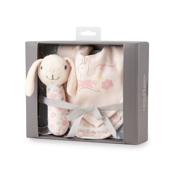 Rattle & Bib Set - Ballerina Bunny - Little Linen