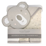 The Little Linen Company Hooded Towel & Washers - Cheeky Koala - Little Linen