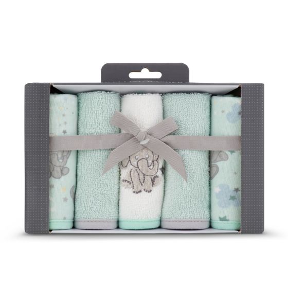 Little Linen Towelling Washer 5pk - Starburst Elephant - Little Linen