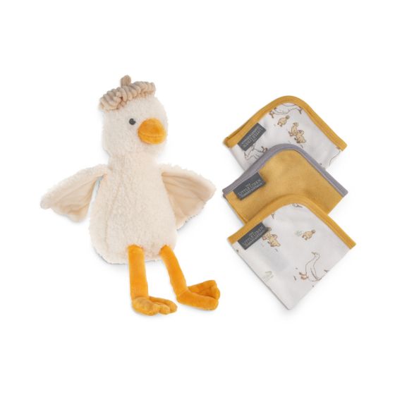 Little Linen Plush Toy & Washers - Fuzzy Duck - Little Linen