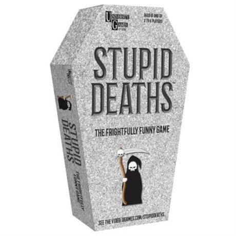 UG Stupid Deaths Tin Game featuring new content, designed for easy play, suitable for ages 12 and up.