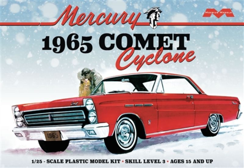 1/25 scale Plastic Kitset of the 1965 Mercury Comet Cyclone, detailed unassembled model for automotive enthusiasts.